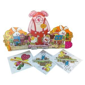 Vintage Dudley Easter Egg Decorating Set Pop-Up Bunny Display & Decor
